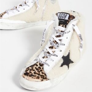 Golden Goose Women's Cream and Leopard High-Top Sneakers